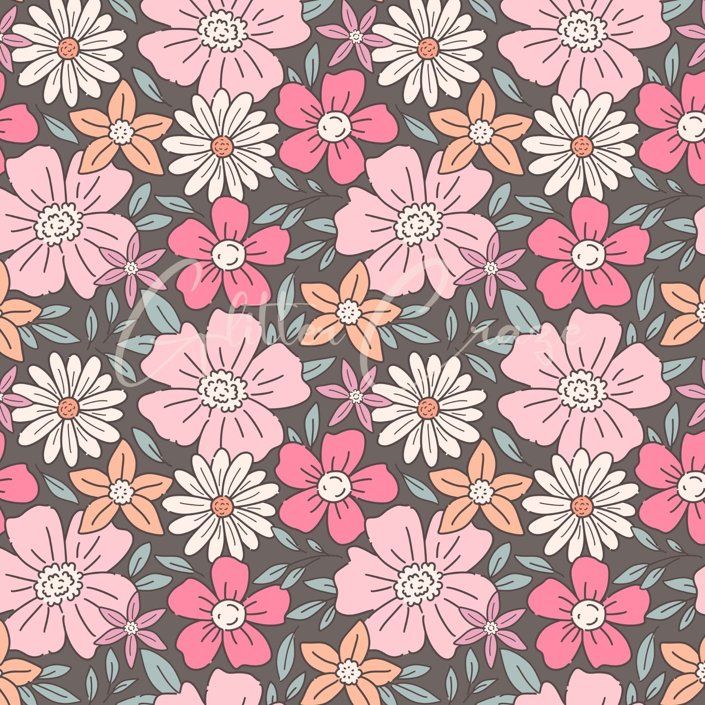 Retro Floral - Adhesive Vinyl 12x12 Sheets - 12 Design options