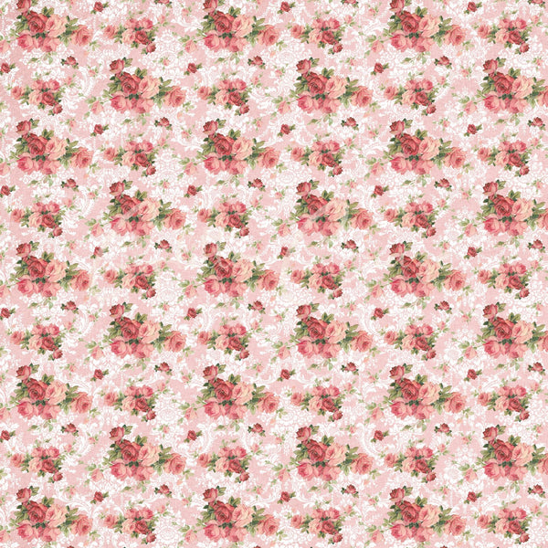 Vintage Pink Floral Collection - Adhesive Vinyl 12x12 Sheet - 12 Designs