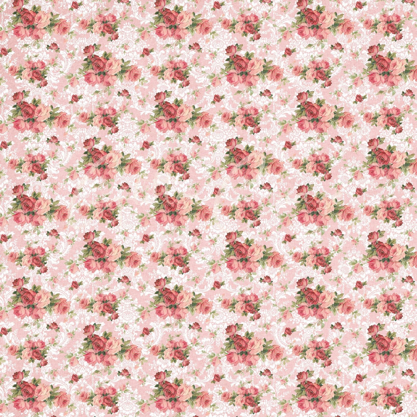 Vintage Pink Floral Collection - Adhesive Vinyl 12x12 Sheet - 12 Designs