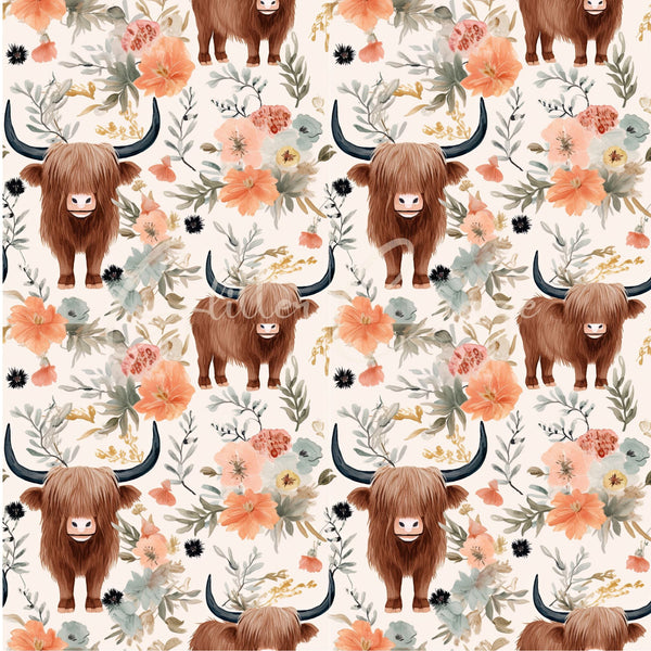 Highland Cow - Adhesive Vinyl 12x12 Sheets - 8  Designs