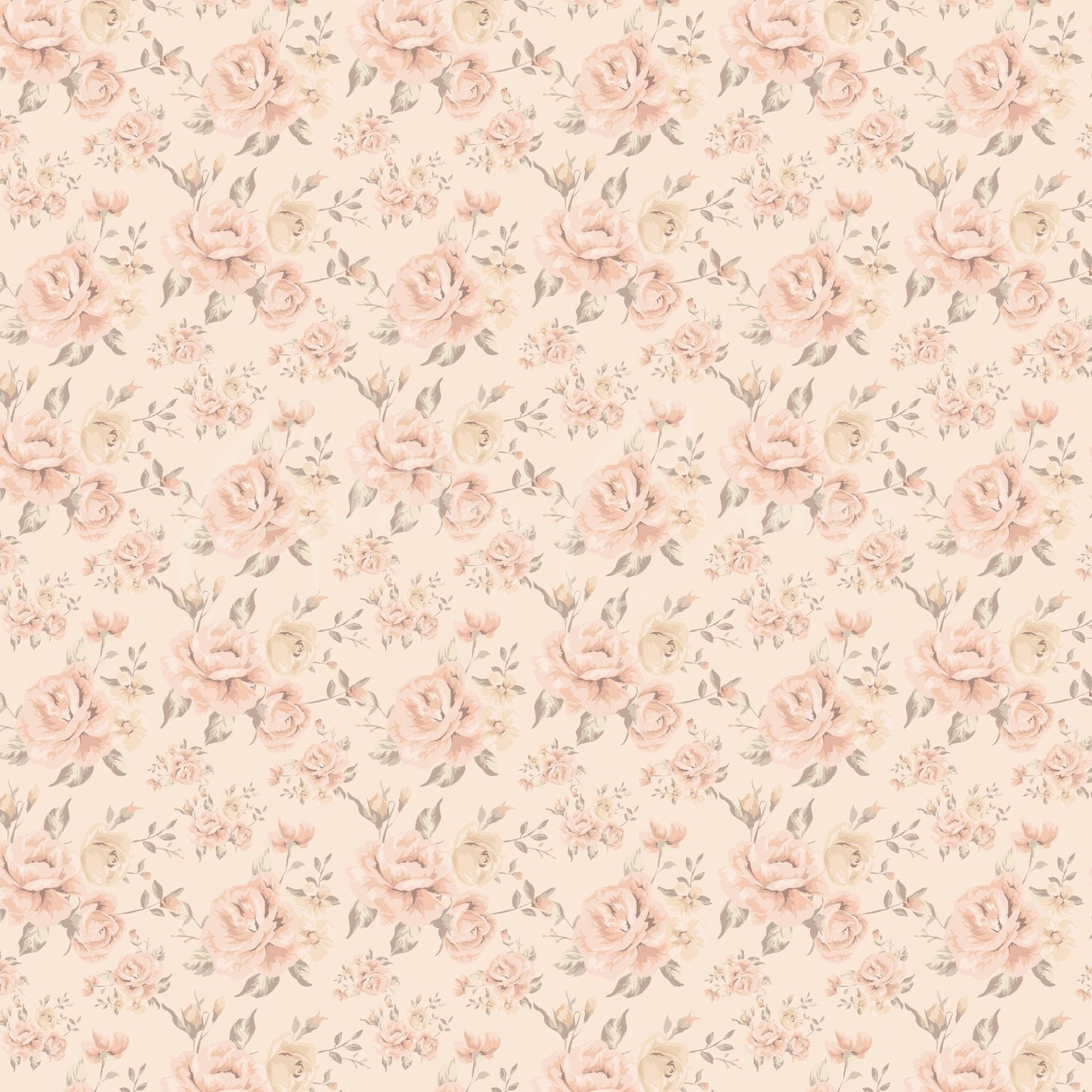 Vintage Peach Floral Collection - Adhesive Vinyl 12x12 Sheet - 12 Designs available