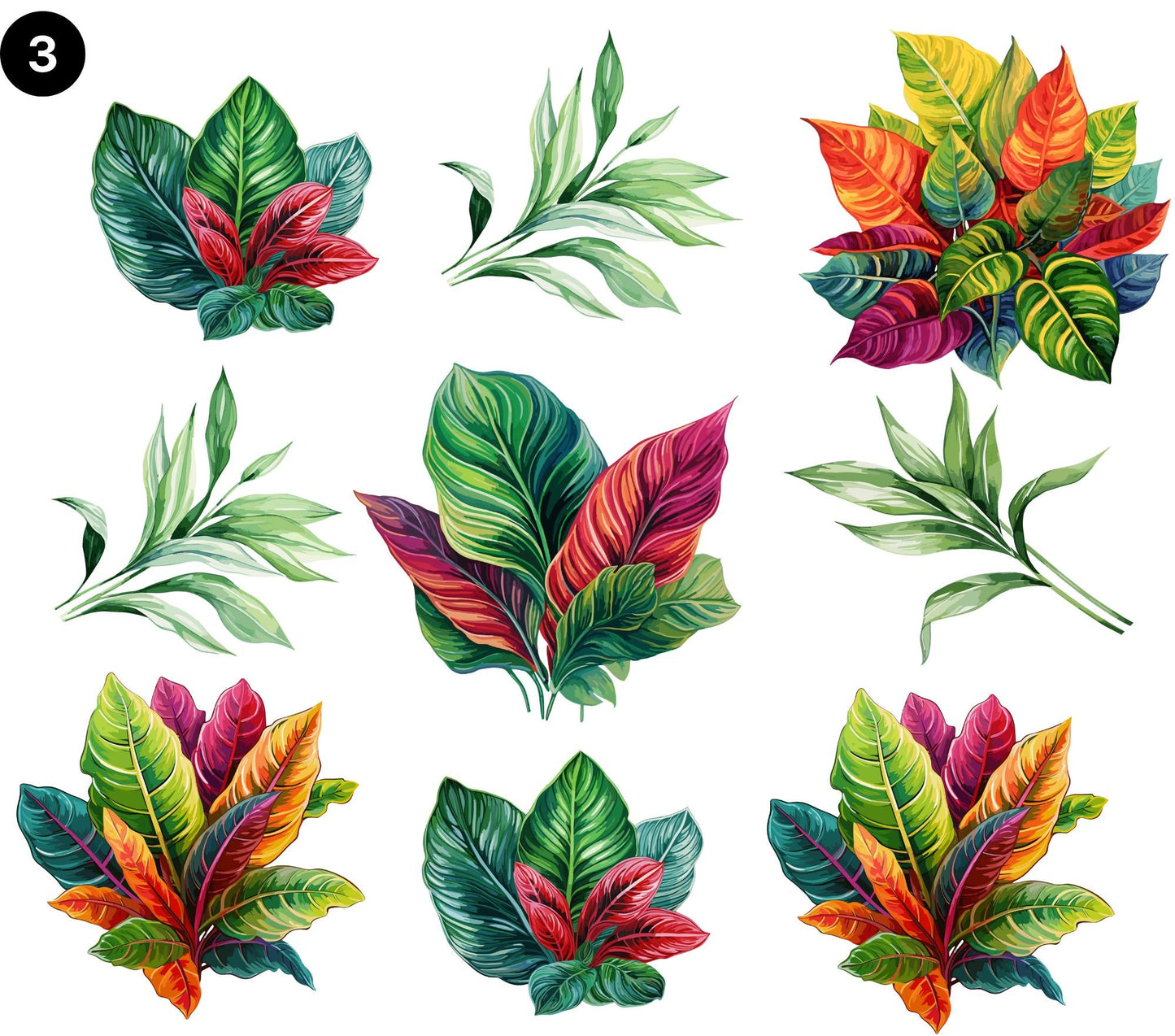 Tropical Flowers and Leaves - UV DTF Decal Sheets - 7 Designs