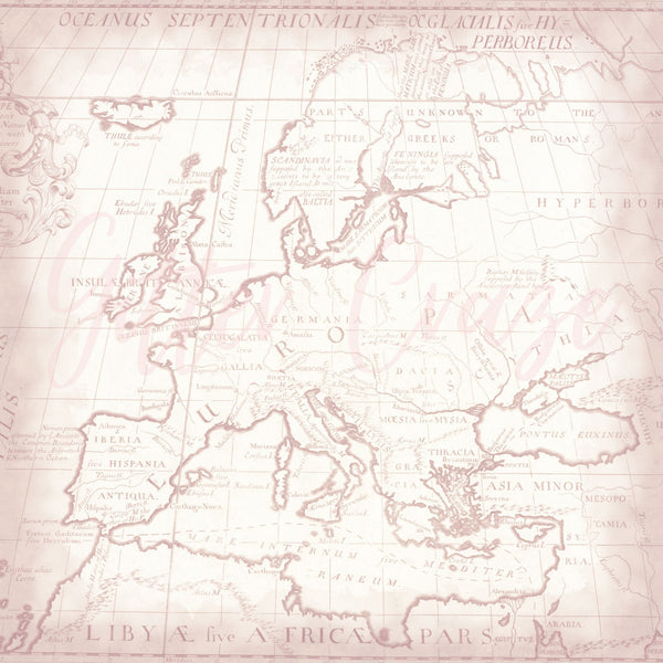Vintage map - Adhesive Vinyl 12x12 Sheet - 12 Designs