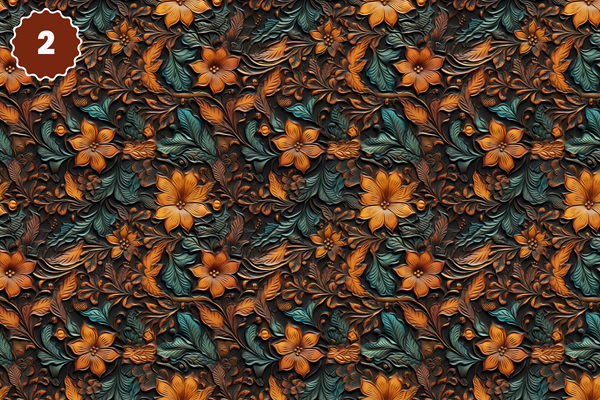Tooled Leather Collection - Adhesive Vinyl 12x12 Sheets - 20 Design Options
