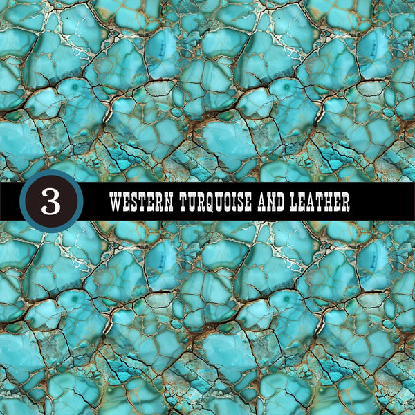 Western Turquoise and Leather Collection Vinyl collection- 12x12 vinyl sheets-20 designs available