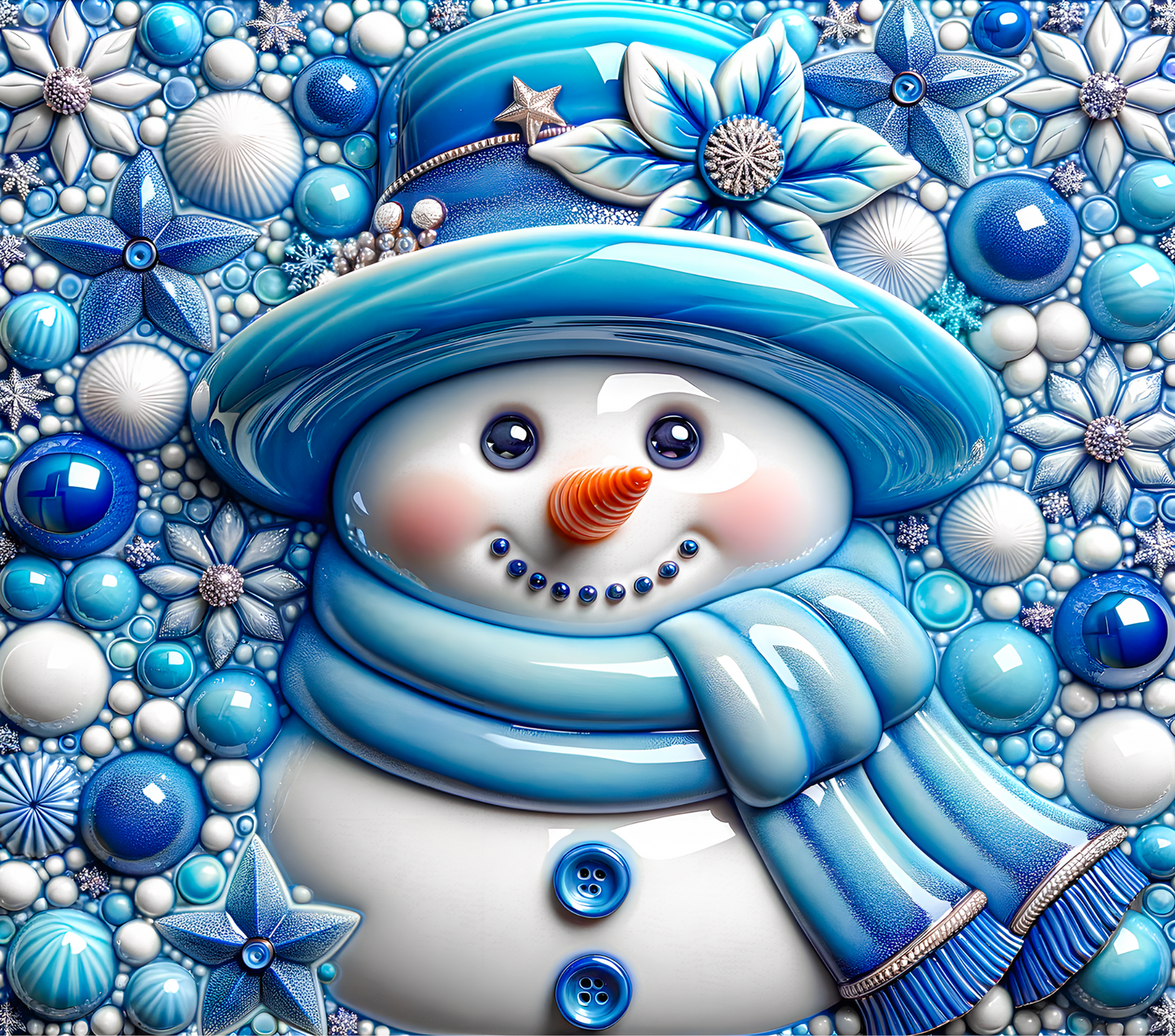 3D Blue Snowman Adhesive Vinyl wrap