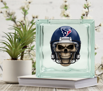 Football Skulls - UV DTF Glass Block Decal - 6.5 inches