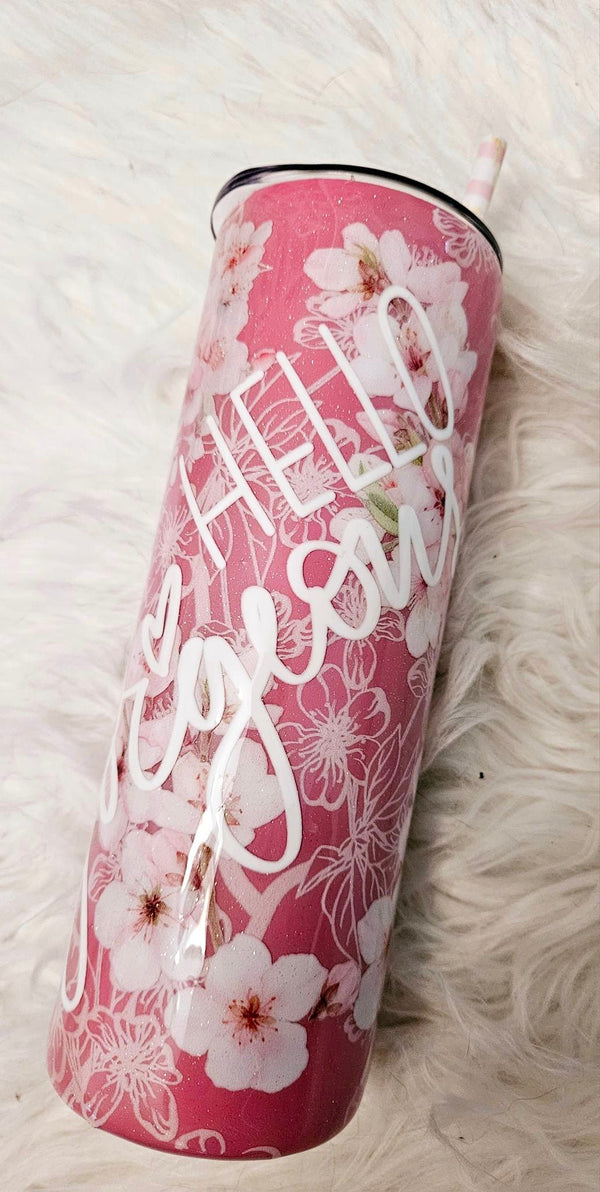 Cherry Blossom - UV DTF Tumbler wrap Transparent- 3 Designs