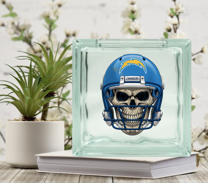 Football Skulls - UV DTF Glass Block Decal - 6.5 inches