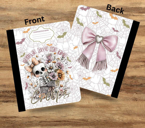 People give me the creeps floral vinyl composition notebook wrap