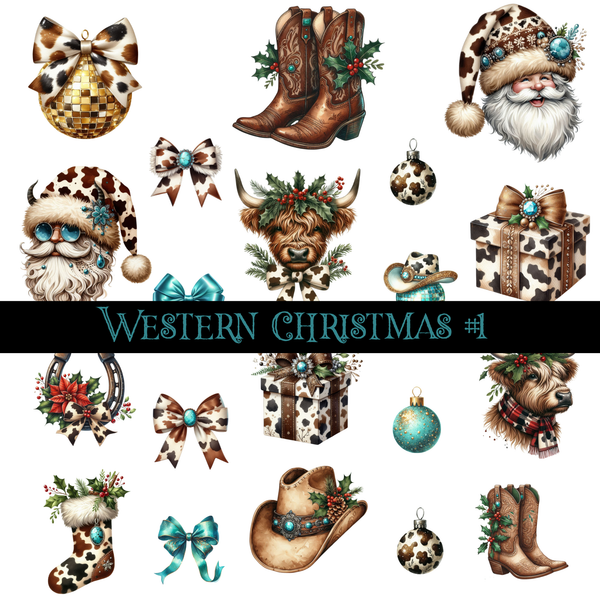 Western Christmas - UV DTF Decal Sheet (2 Variants)