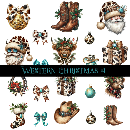 Western Christmas - UV DTF Decal Sheet (2 Variants)