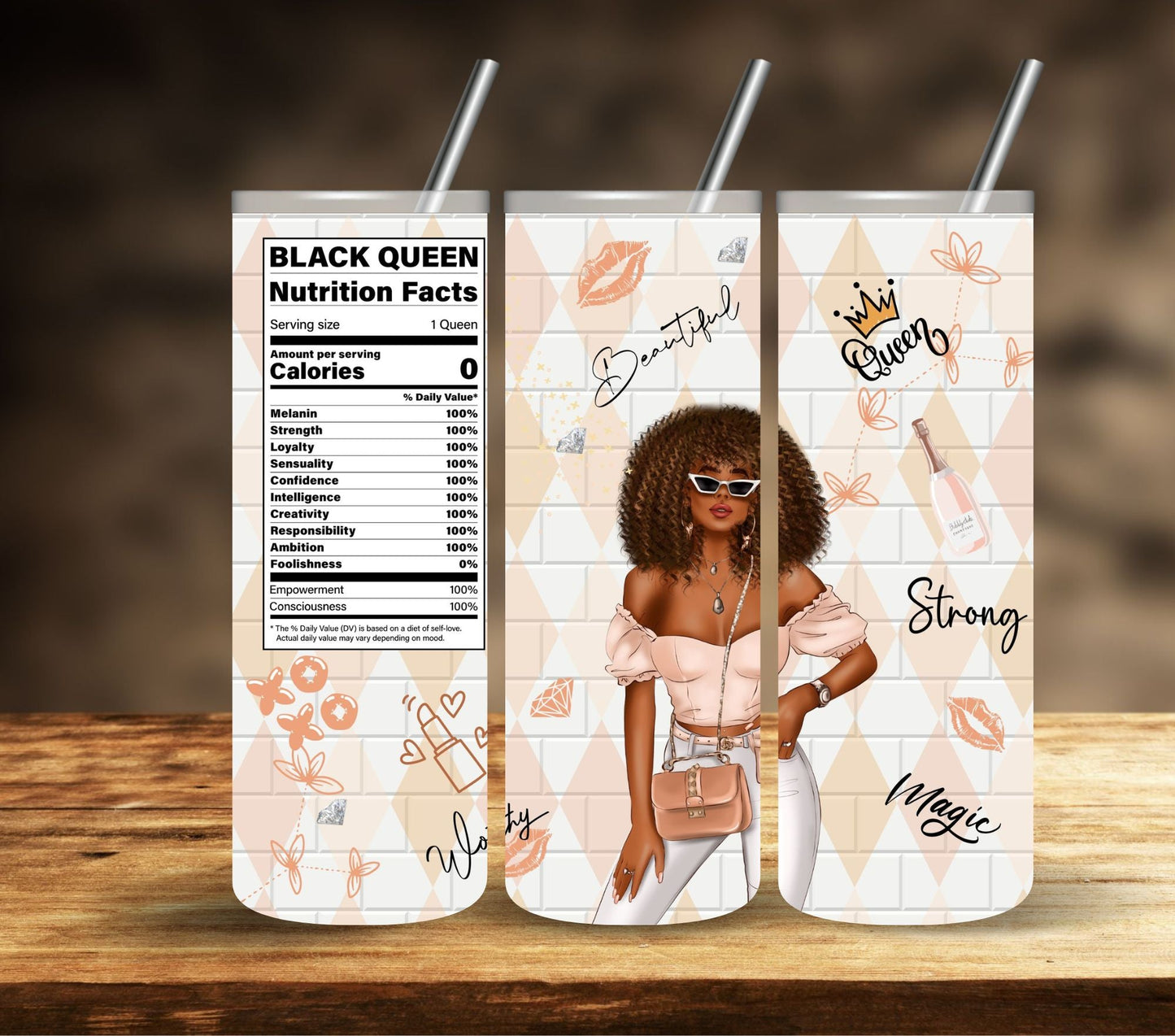 Black Queen Nutrition Facts- Adhesive Vinyl Wrap - 4 Designs