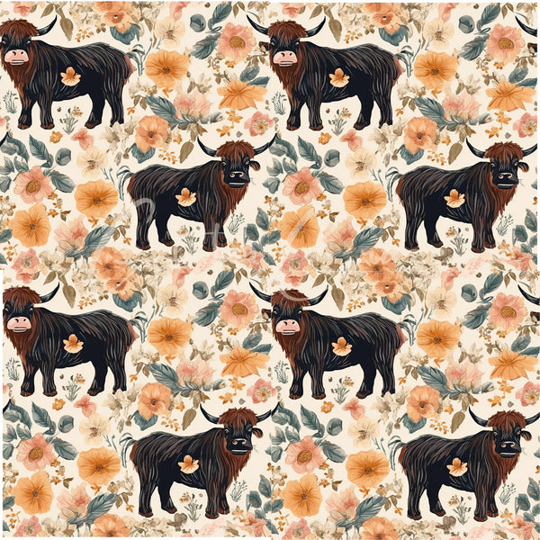 Highland Cow - Adhesive Vinyl 12x12 Sheets - 8  Designs