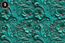 Turquoise and Brown Tooled Leather - Adhesive Vinyl 12x12 Sheets - 22 Design Options