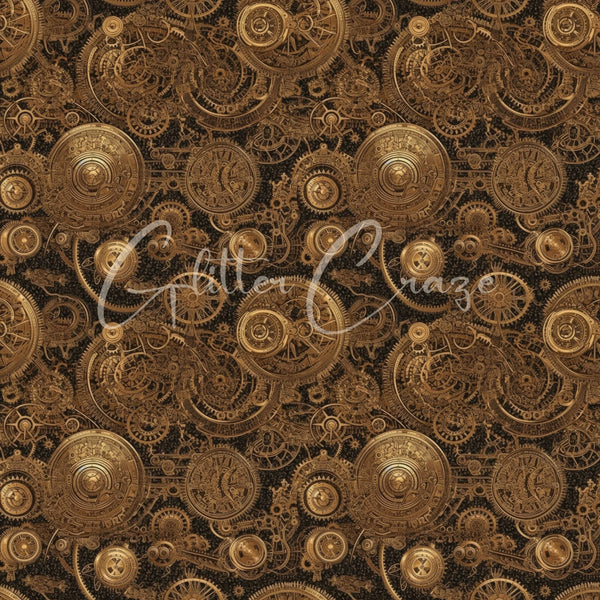Steampunk Volume - Adhesive Vinyl 12x12 Sheets - 33 Prints