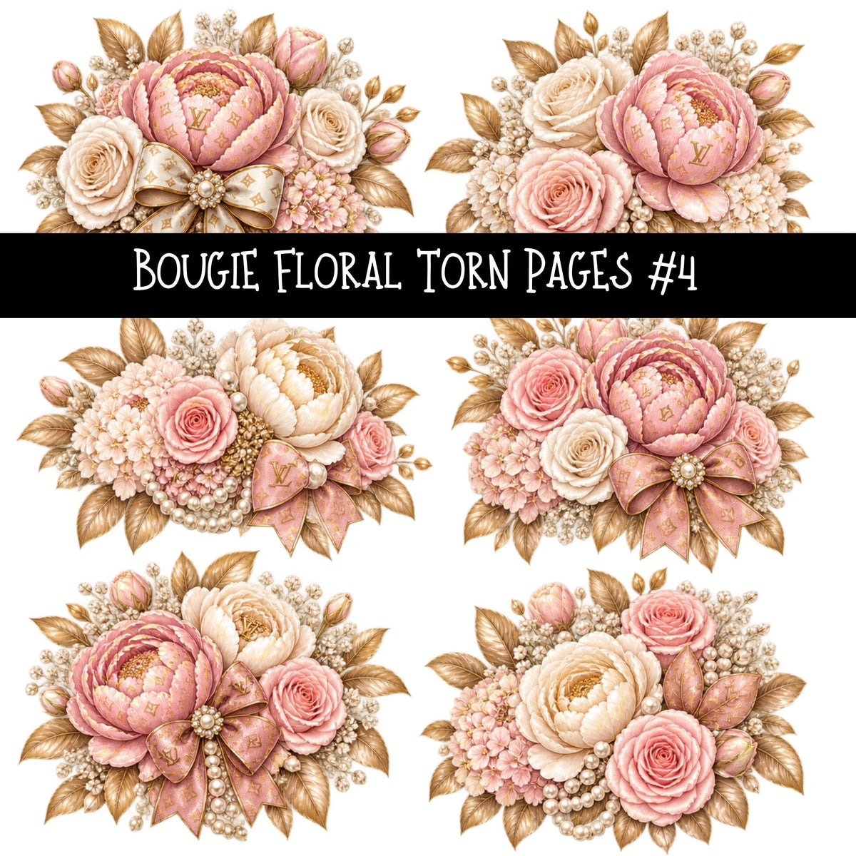 Bougie Floral Torn Pages UV DTF Decal sheets 6 Designs available