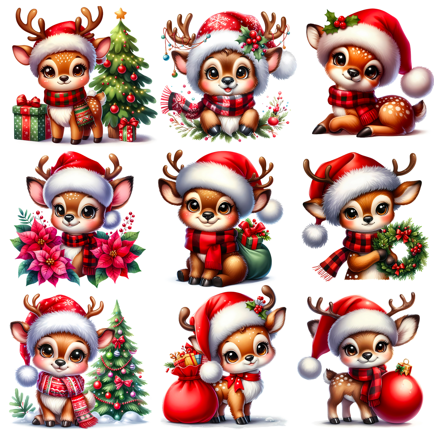 Festive Reindeer - UV DTF Decal sheets- 3 variants