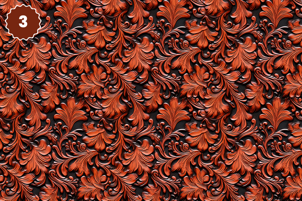 Tooled Leather Collection - Adhesive Vinyl 12x12 Sheets - 20 Design Options