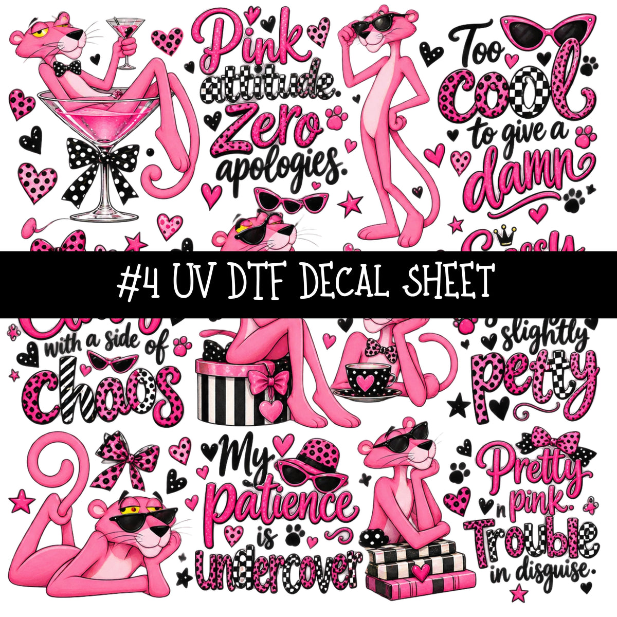 Pink Panther UV DTF Decal sheets 11 Designs available