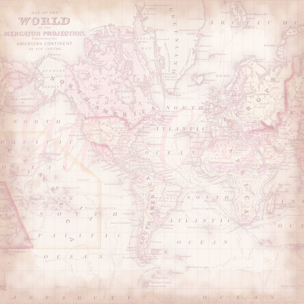 Vintage map - Adhesive Vinyl 12x12 Sheet - 12 Designs