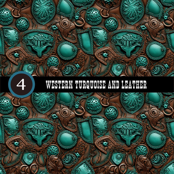 Western Turquoise and Leather Collection Vinyl collection- 12x12 vinyl sheets-20 designs available