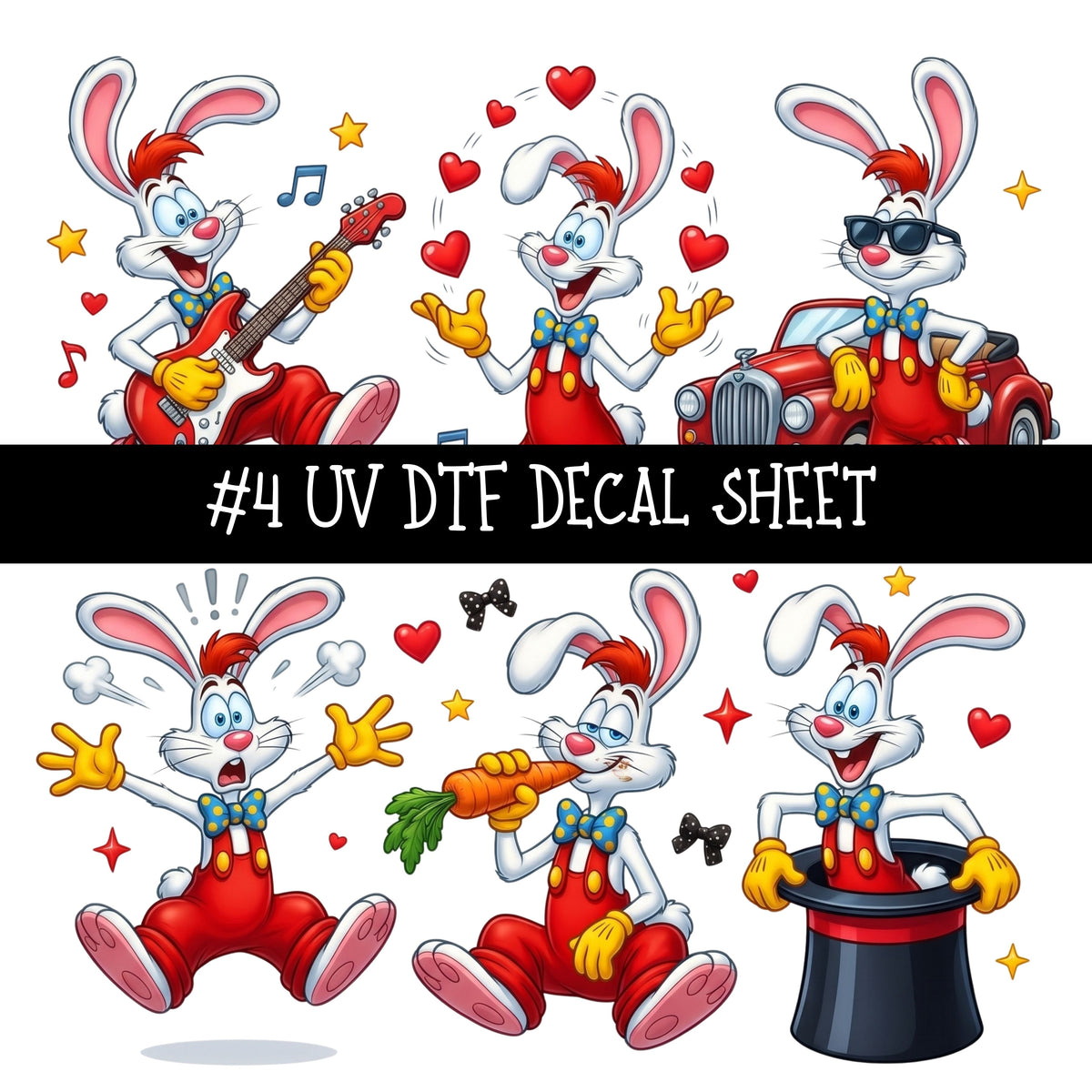 Jessica Rabbit UV DTF Decal sheets 13 Designs available