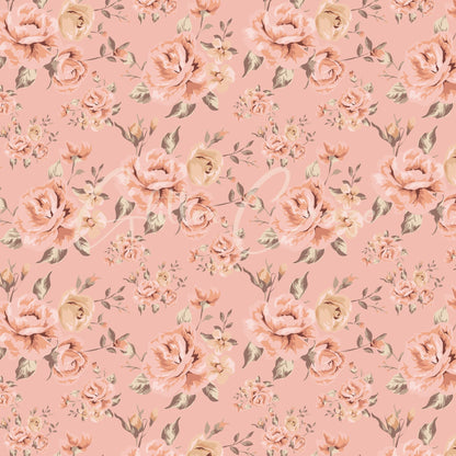 Vintage Peach Floral Collection - Adhesive Vinyl 12x12 Sheet - 12 Designs available