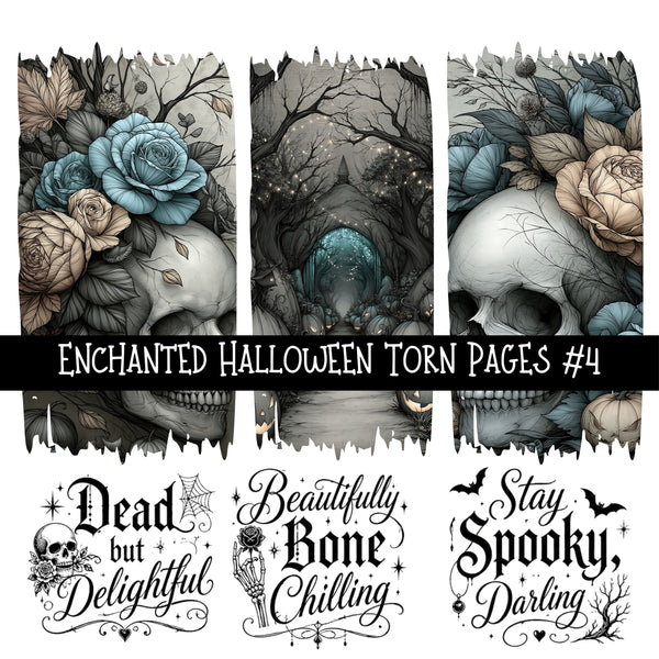 Enchanted Halloween Torn Pages UV DTF Decal sheets 10 Designs available