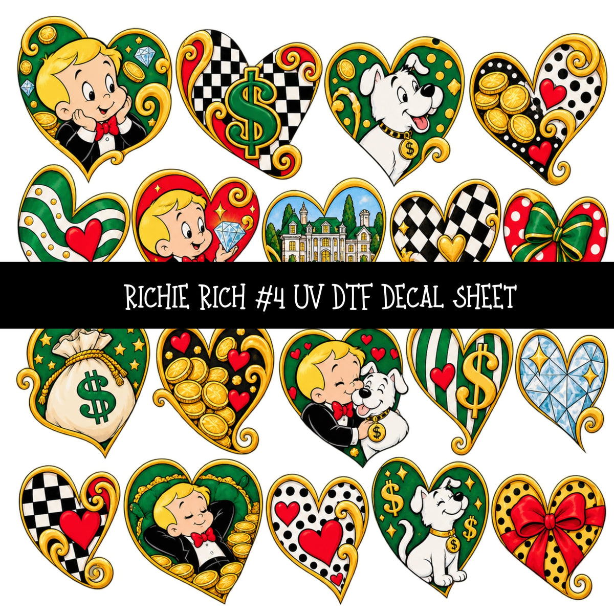 Richie Rich UV DTF Decal sheets 11 Designs available