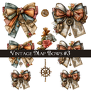 Vintage Map Bows -UVDTF Decal Sheets