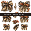 Vintage Map Bows -UVDTF Decal Sheets