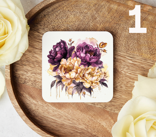 Purple Peonies - Uv Dtf Coaster Decals