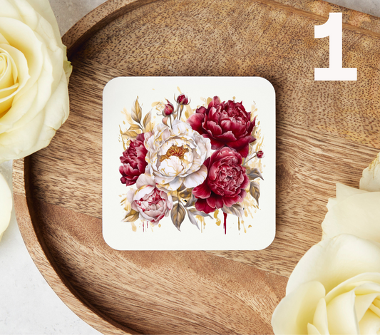Red Peonies - Uv Dtf Coaster Decals