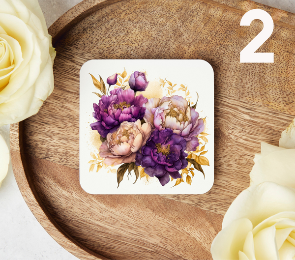Purple Peonies - Uv Dtf Coaster Decals