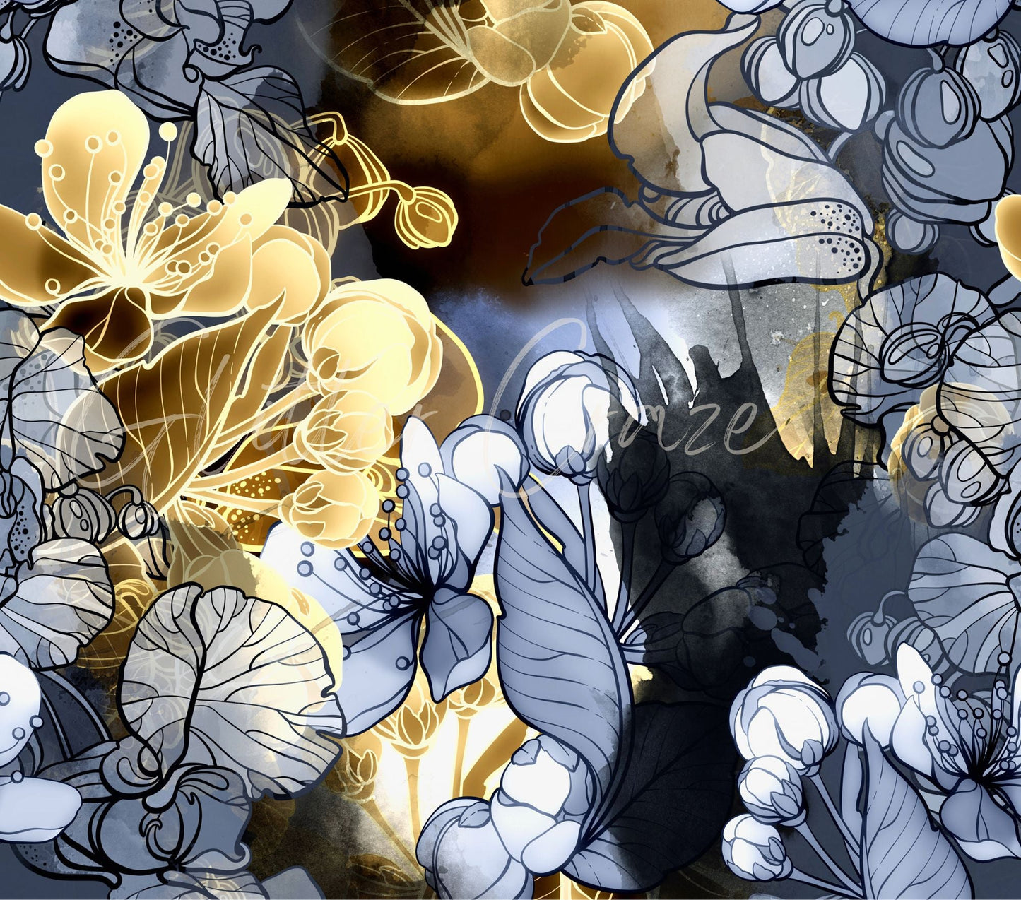 Golden Floral - Adhesive Vinyl Wraps - 6 Design Options