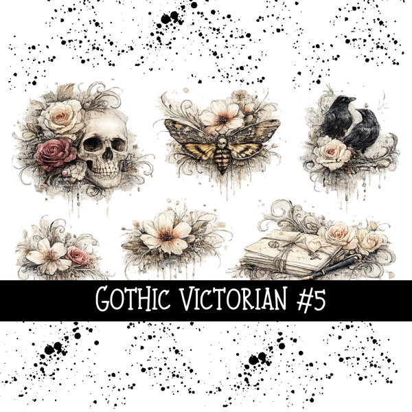 Gothic Victorian Torn Pages UV DTF Decal sheets 6 designs available
