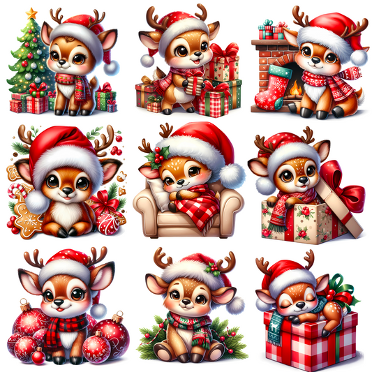 Festive Reindeer - UV DTF Decal sheets- 3 variants