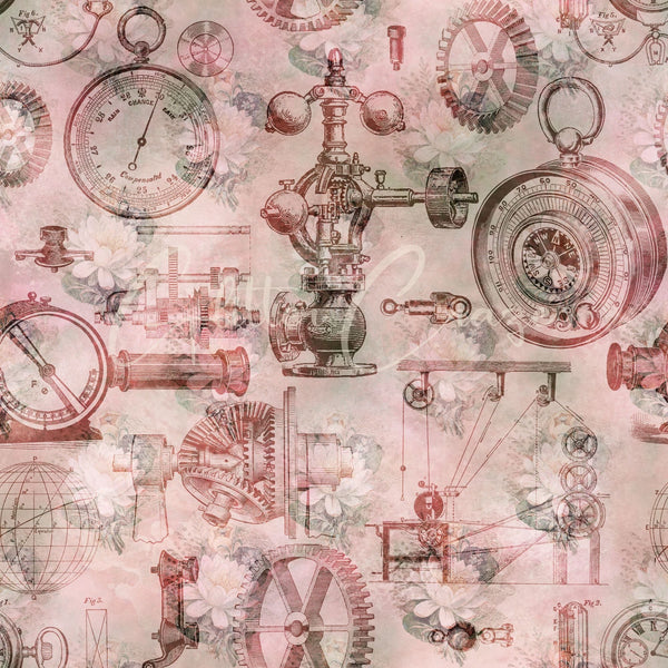 Romantic Steampunk - Adhesive Vinyl 12x12 sheets - 20 Designs