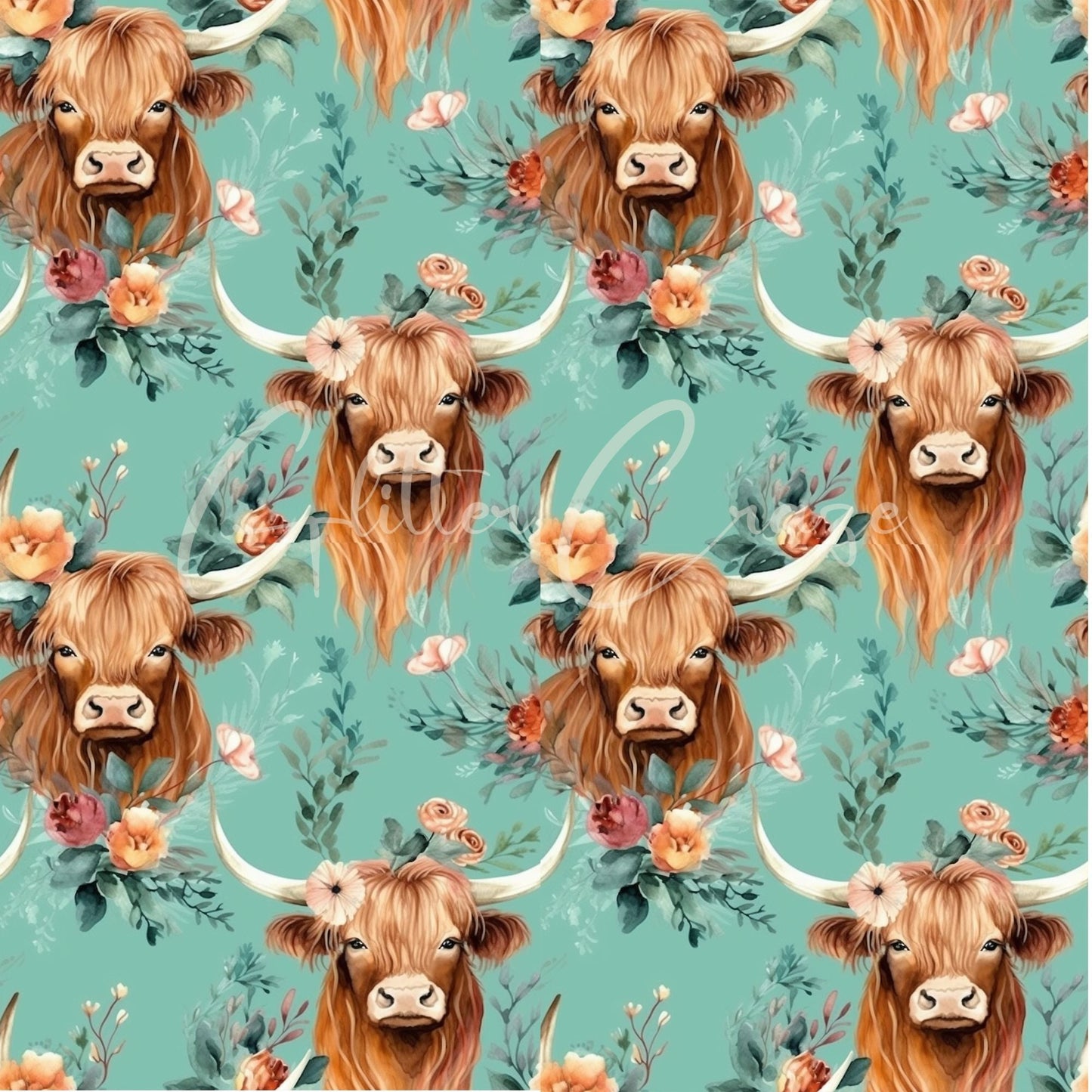 Highland Cow 12x12 Vinyl Sheets- 8  Designs