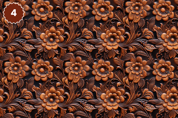 Tooled Leather Collection - Adhesive Vinyl 12x12 Sheets - 20 Design Options