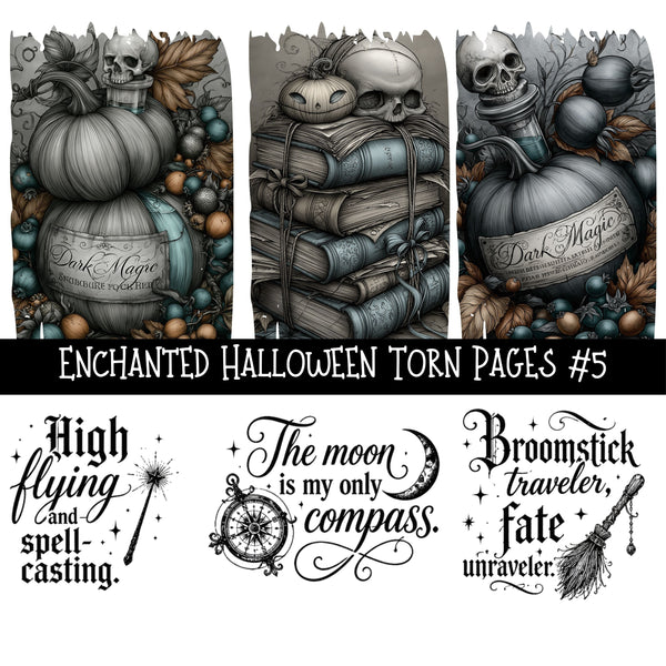 Enchanted Halloween Torn Pages UV DTF Decal sheets 10 Designs available