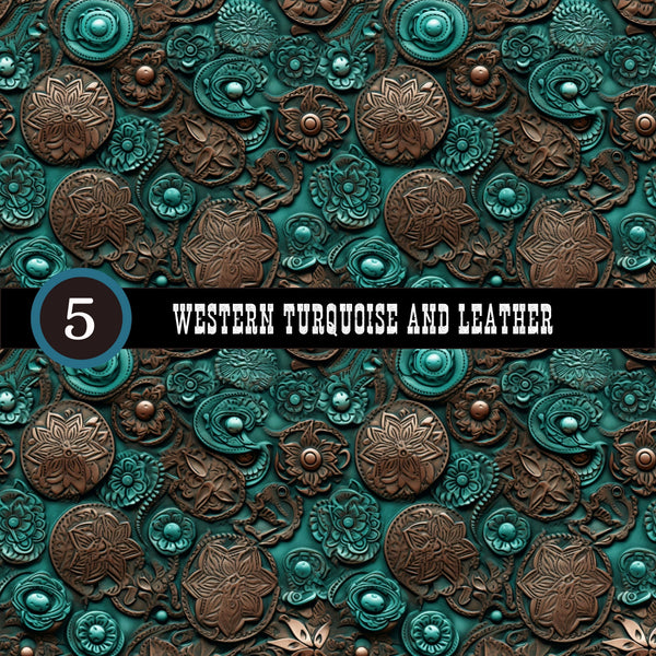 Western Turquoise and Leather Collection Vinyl collection- 12x12 vinyl sheets-20 designs available