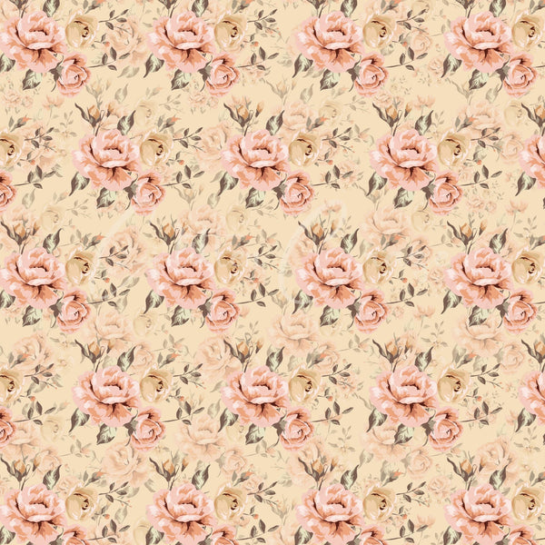 Vintage Peach Floral Collection - Adhesive Vinyl 12x12 Sheet - 12 Designs available
