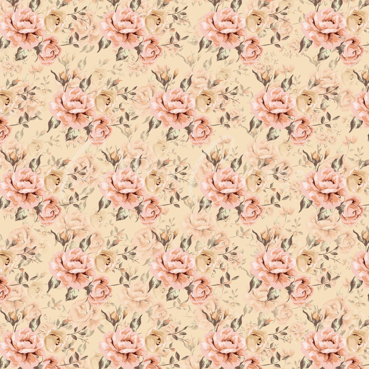 Vintage Peach Floral Collection - Adhesive Vinyl 12x12 Sheet - 12 Designs available