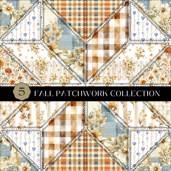 Fall Patchwork Vinyl collection- 12x12 vinyl sheets-5 designs available