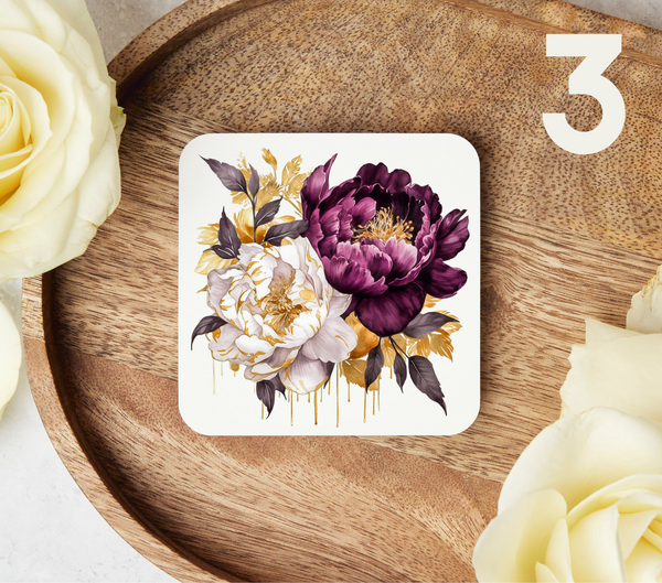 Purple Peonies - Uv Dtf Coaster Decals