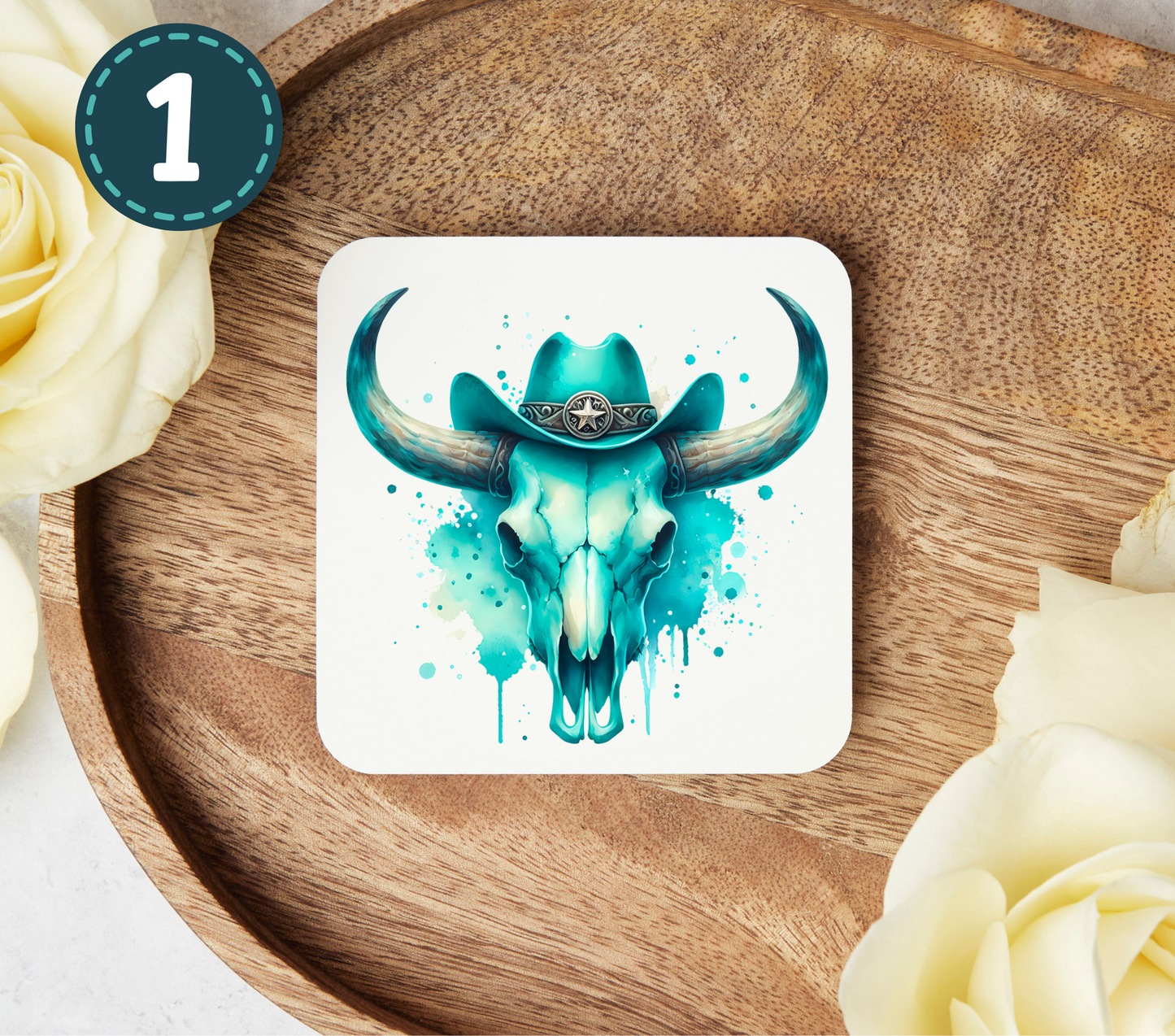 Turquoise Western - Uv Dtf Coaster Decals