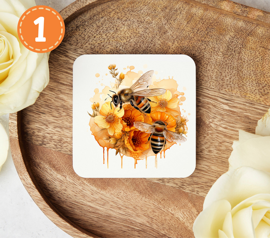 Watercolor Bees - Uv Dtf Coaster Decals