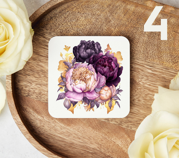 Purple Peonies - Uv Dtf Coaster Decals